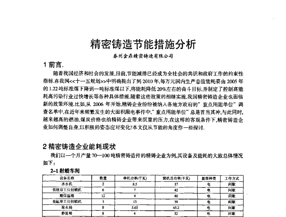 精密铸造节能措施分析 - 第八届中国铸造协会年会