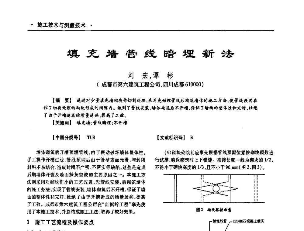 填充墙管线暗埋新法 - 四川省土木建筑学会第十次代表大会暨第34届学术年会