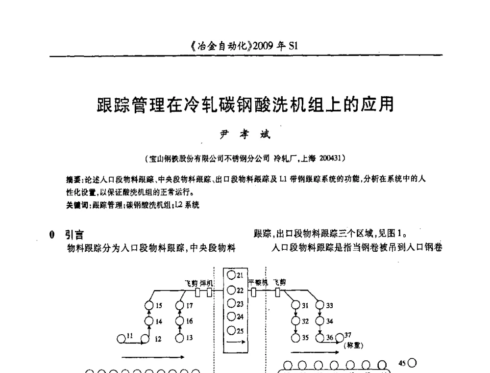 跟踪管理在冷轧碳钢酸洗机组上的应用 - 全国冶金自动化信息网2009年会