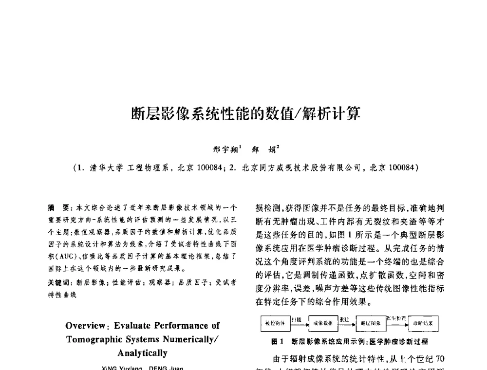 断层影像系统性能的数值_解析计算 - 第十二届中国体视学与图像分析学术会议