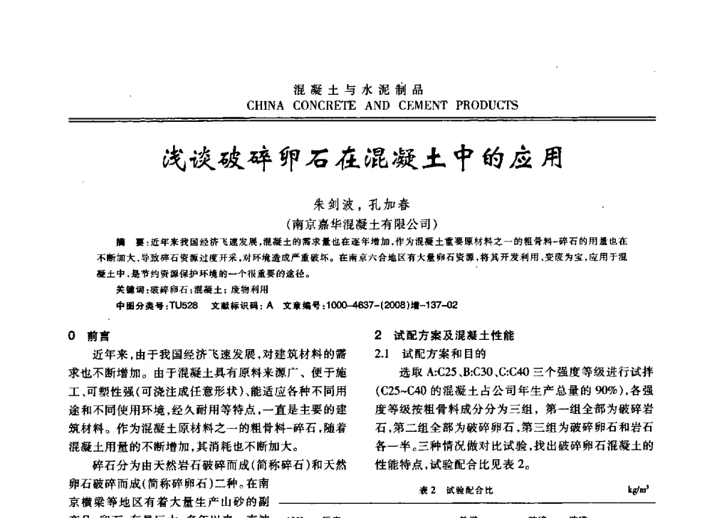 浅谈破碎卵石在混凝土中的应用 - 东南10省市混凝土技术交流会暨江苏省第六届混凝土新技术研讨会
