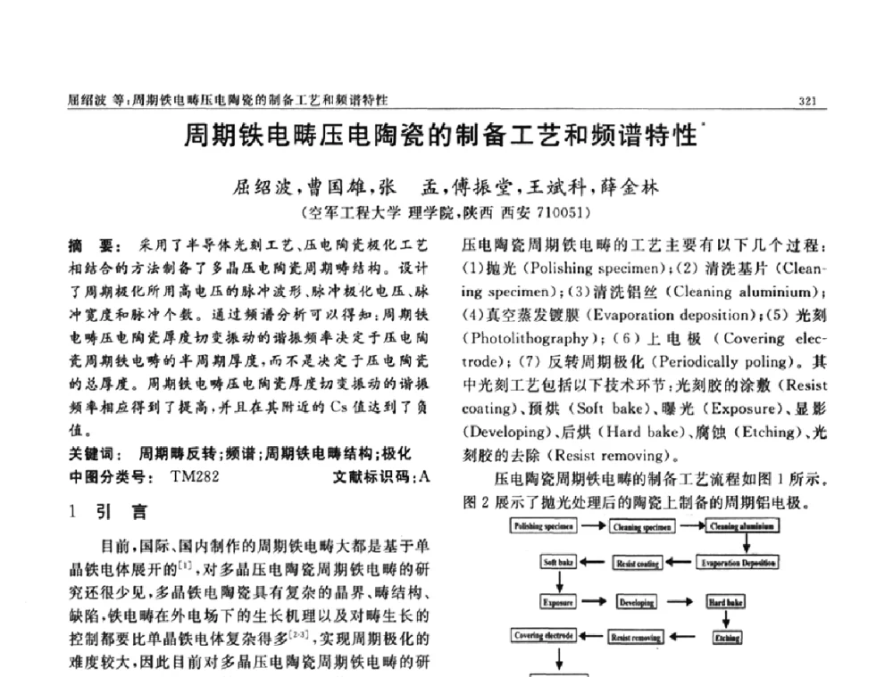 周期铁电畴压电陶瓷的制备工艺和频谱特性 - 第七届中国功能材料及其应用学术会议