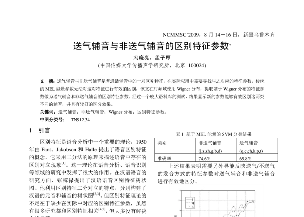 送气辅音与非送气辅音的区别特征参数 - 第十届全国人机语音通讯学术会议