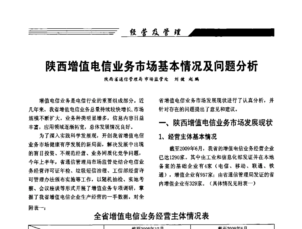 陕西增值电信业务市场基本情况及问题分析 - 陕西省通信学会2009年学术年会
