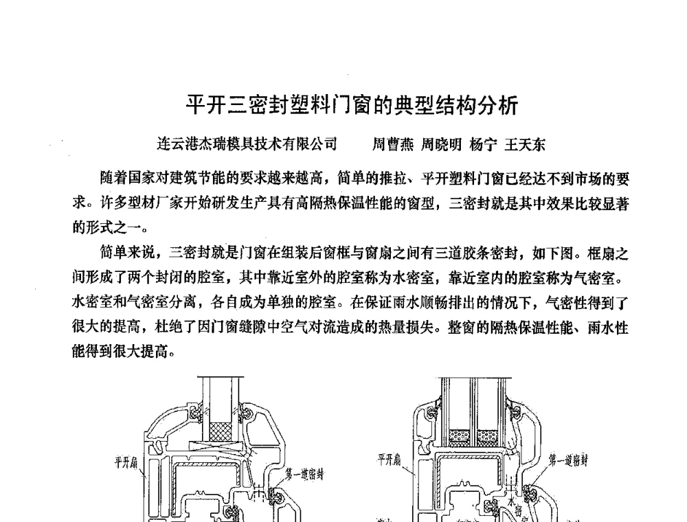 平开三密封塑料门窗的典型结构分析 - 2008年全国塑料门窗行业年会