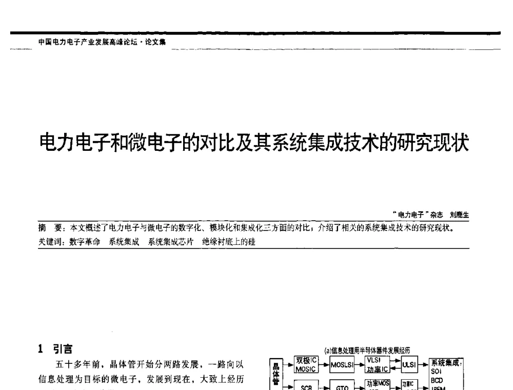 电力电子和微电子的对比及其系统集成技术的研究现状 - 中国电器工业协会电力电子分会成立20周年庆典大会暨高峰论坛