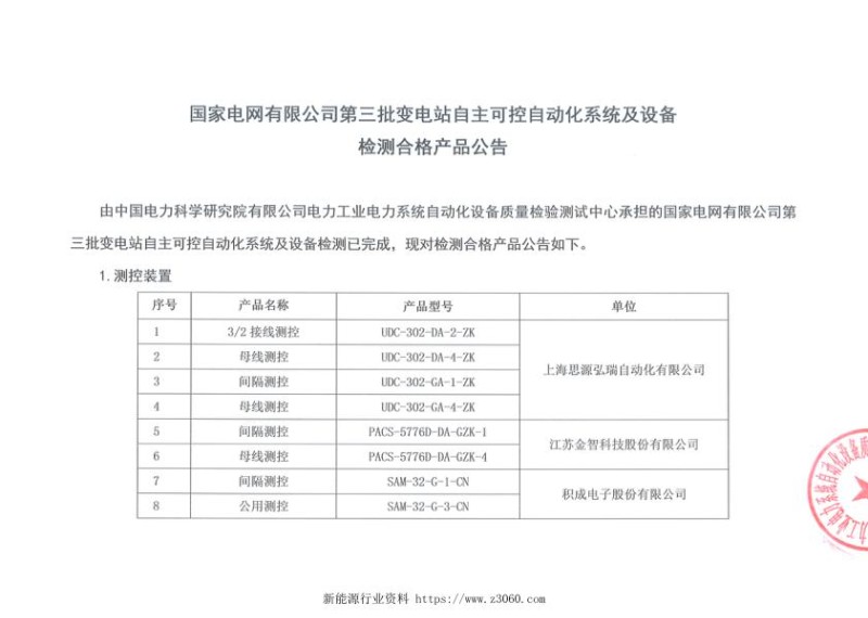 国家电网有限公司第三批变电站自主可控自动化系统及设备检测合格产品公告.jpg