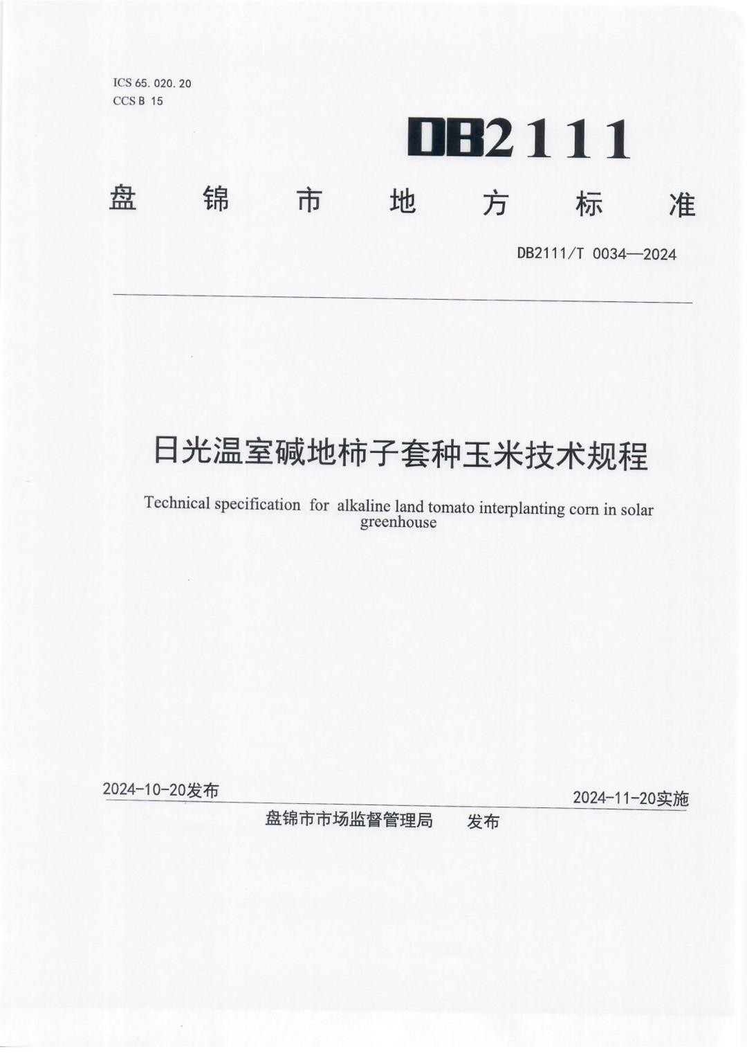 DB2111_T 0034-2024 日光温室碱地柿子套种玉米技术规程.jpg